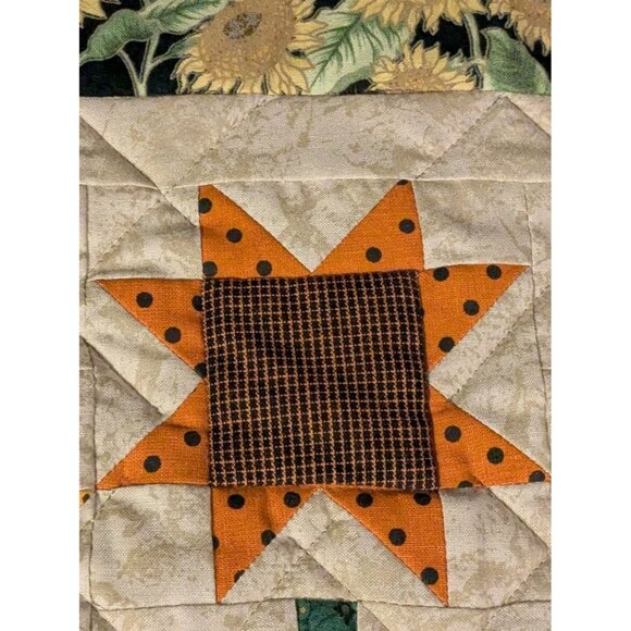 Handmade Quilted Wall Hanging Scrap Happy Flower Sunflowers Mumm Doll Blanket - Picture 14 of 16